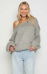 Delvey Grey Chunky Knit Sweater